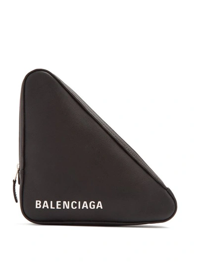 Balenciaga Triangle Pochette M Leather Clutch In Black White | ModeSens