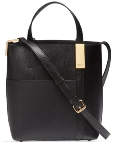Dkny Sam Leather Crossbody Tote, Created For Macy's In Black/gold