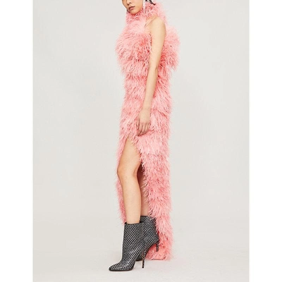 knee length dresses for ladies Secret Keeper Feather Midi Slip Dress in Fuchsia