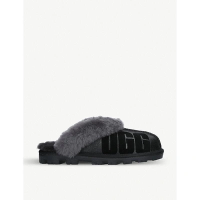 Ugg Coquette Sparkle Suede And Sheepskin Slippers In Black