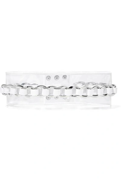 Balmain Chain-embellished Pvc And Leather Waist Belt In White