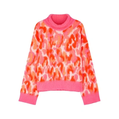 By Malene Birger Lallii Leopard-intarsia Knitted Jumper In Pink