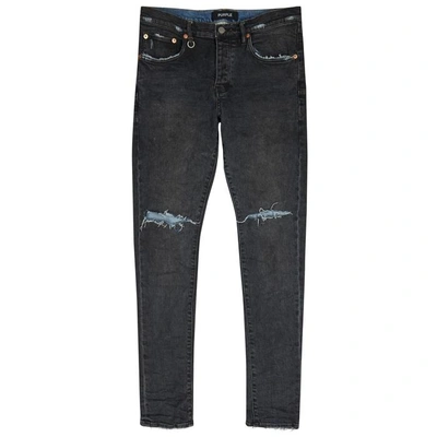 Purple 001 Distressed Skinny Jeans In Black