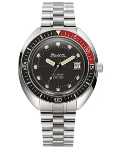 Bulova Men's Automatic Devil Diver Stainless Steel Bracelet Watch 44mm In Black/silver