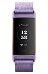 Fitbit Charge 3 Interchangeable Lavender/rose Gold-tone Fabric & Black Elastomer Strap Smart Watch 22.7mm -
