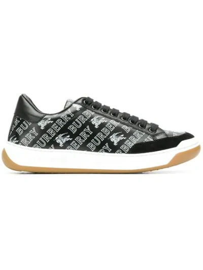 Burberry Women's Timsbury Logo Print Leather Lace-up Sneakers In Black