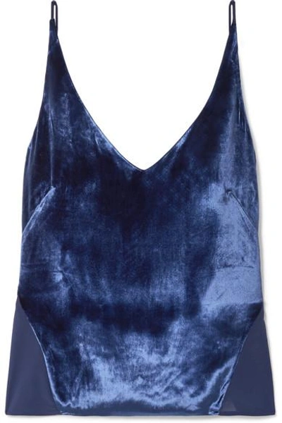 J Brand Lucy Velvet And Silk-georgette Camisole In Blue