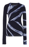 Proenza Schouler Tie-dye Ribbed-knit Top In Navy
