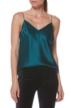 Paige Cicely V-neck Silk Camisole Top In Deep Teal