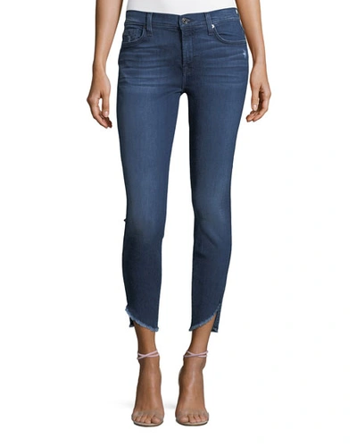 7 For All Mankind Angled-hem Skinny Ankle Jeans In Glam Medium