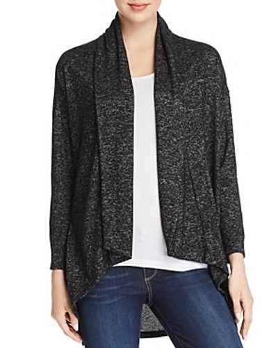 Alison Andrews Marled Shawl Collar Cardigan In Black/white