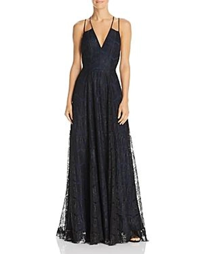 Fame And Partners Austin Lace Gown In Black/navy