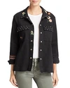 Billy T Embroidery Stud Detail Cotton Twill Jacket In Black