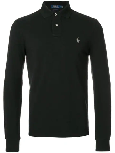 Polo Ralph Lauren Logo-embroidered Cotton Polo Shirt In Black