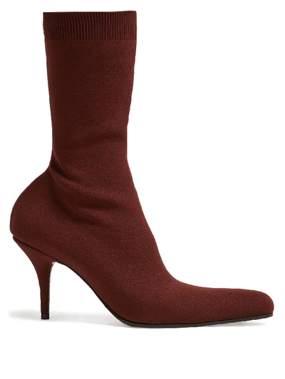 Balenciaga Round Sock Booties In Red