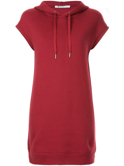 Alexander Wang T Dence Fleece Hoodie Dress In Red