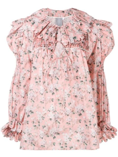 Horror Vacui Scalloped Blouse - Pink