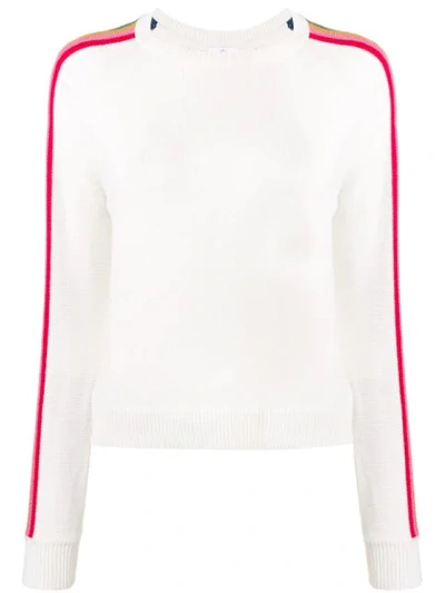 Allude Side Rainbow Stripe Sweater In White