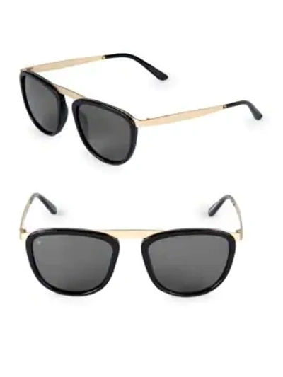 Smoke X Mirrors Pusherman 52mm Square Browline Sunglasses In Black