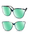 Aqs Women's Iris 65mm Cat Eye Sunglasses In Multi Blue