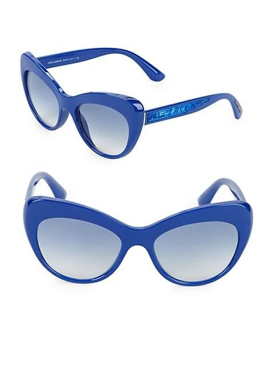 Dolce & Gabbana 52mm Sequin Arm Cateye Sunglasses In Blue