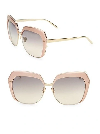 Linda Farrow 62mm Pastel Butterfly Sunglasses In Pink