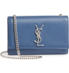 Saint Laurent Small Kate Grained Leather Crossbody Bag - Blue In Denim