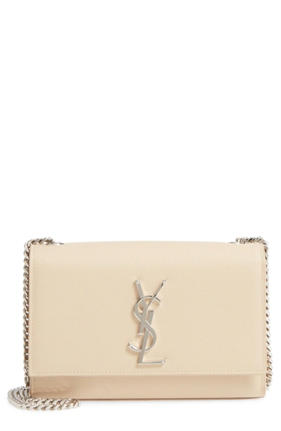 Saint Laurent Small Kate Grained Leather Crossbody Bag - Beige In Poudre
