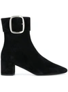 Saint Laurent Charlie Buckled Suede Ankle Boots In Black