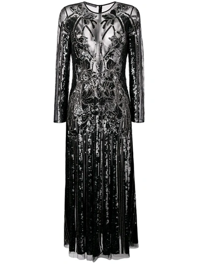 Alexander Mcqueen Structured Sheer Dress In Black