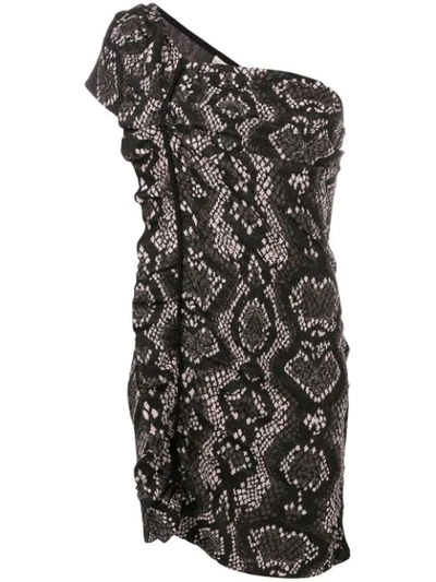 Circus Hotel Snake Print Asymmetrical Dress In Black