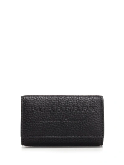 Burberry Logo Embossed Long Key Pouch In Black