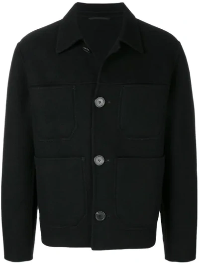 Ami Alexandre Mattiussi Double Face Construction Patch Pockets Jacket In Black