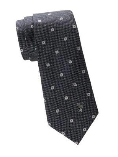 Versace Square Silk Tie In Grey