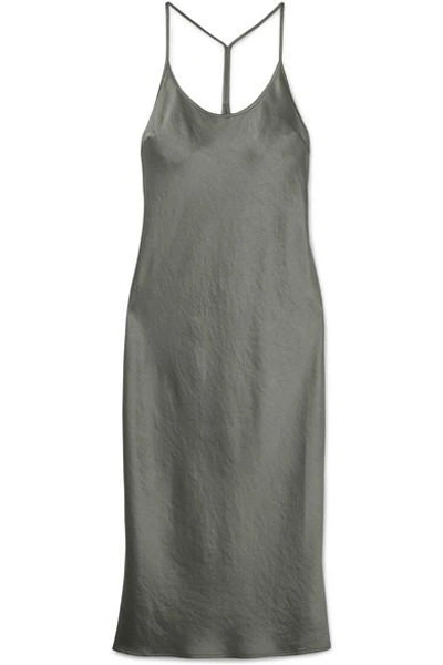 Alexander Wang T Satin Midi Dress In Silver