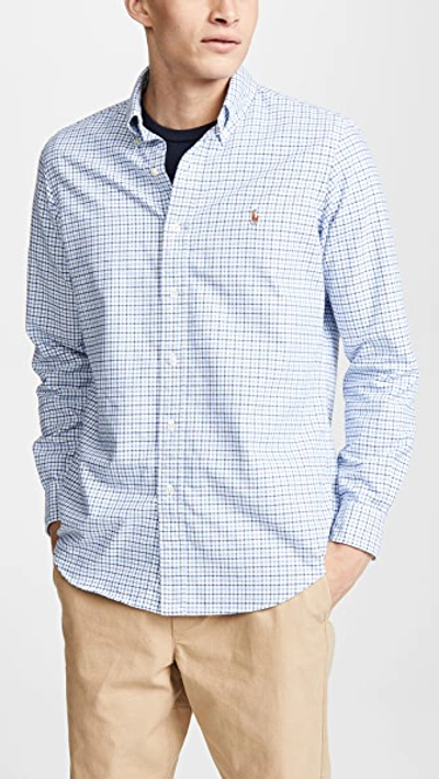 Polo Ralph Lauren Check Oxford Sportshirt In Blue/white