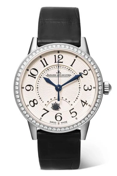 Jaeger-lecoultre Rendez-vous Night & Day 29mm Stainless Steel, Alligator And Diamond Watch In Silver
