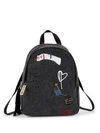 Peace Love World Small Printed Canvas Backpack In Washed Black