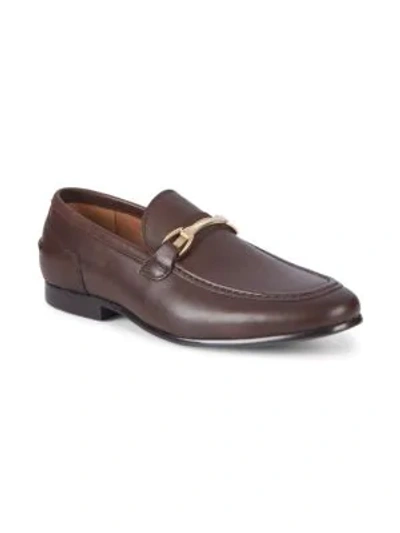 Saks Fifth Avenue Firenze Leather Loafers In Dark Brown