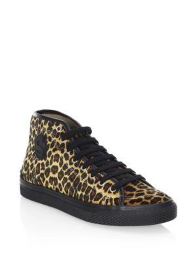 Stella Mccartney Leopard Print High-top Sneakers In Burnt Umber