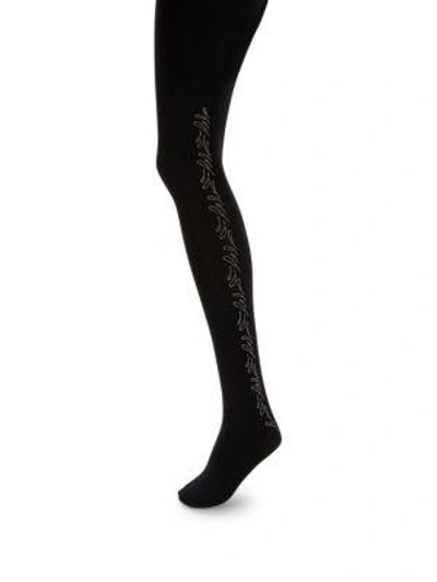 Wolford Paisley Embellished Tights In Black Silver