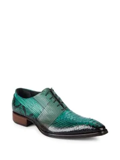 Jo Ghost Textured Leather Oxfords In Ocean Blue