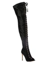 Gianvito Rossi Marie Satin Lace-up Peep-toe Over-the-knee Boots In Black