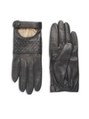 Portolano Basket Weave Leather Gloves In Grey