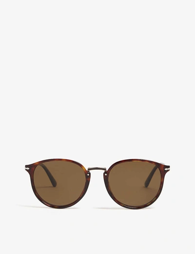 Persol Mens Havana Brown Po3210 Typewriter Edition Round-frame Sunglasses