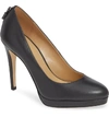 Michael Michael Kors Antoinette Leather Platform Pumps With Padlock In Charcoal Leather