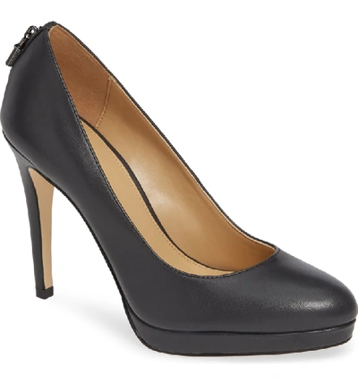 Michael Michael Kors Antoinette Leather Platform Pumps With Padlock In  Charcoal Leather | ModeSens