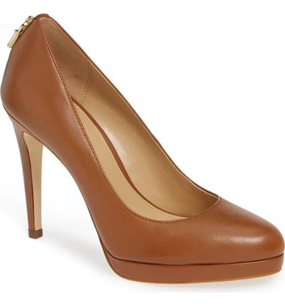 Michael Michael Kors Antoinette Platform Pump In Luggage Leather