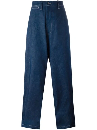 E. Tautz 'field' Wide Leg Jeans In Blue