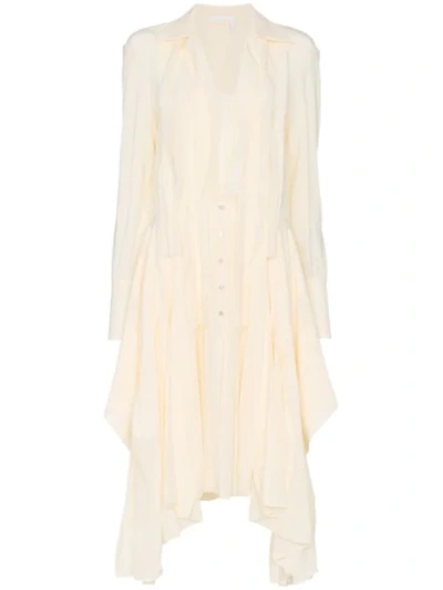 Chloé Flou Silk Shirt Dress In Neutrals